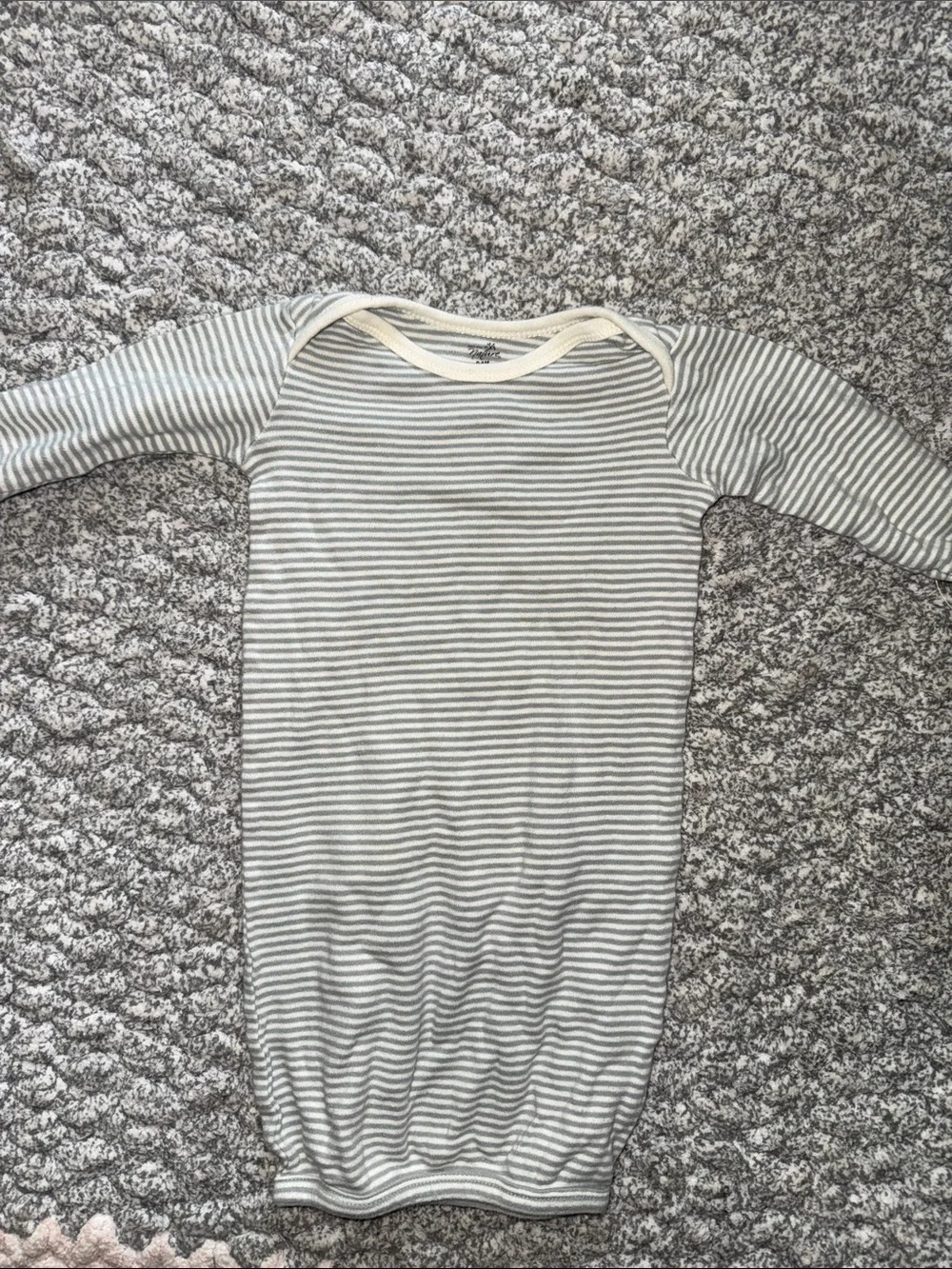 Striped Gray and White Baby Sleep Gown - Kids Pajamas Nightgown